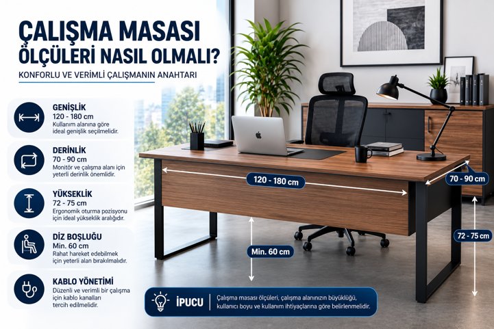 Çalışma Masası Ölçüleri Nasıl Olmalı? Doğru Ölçü Seçim Rehberi