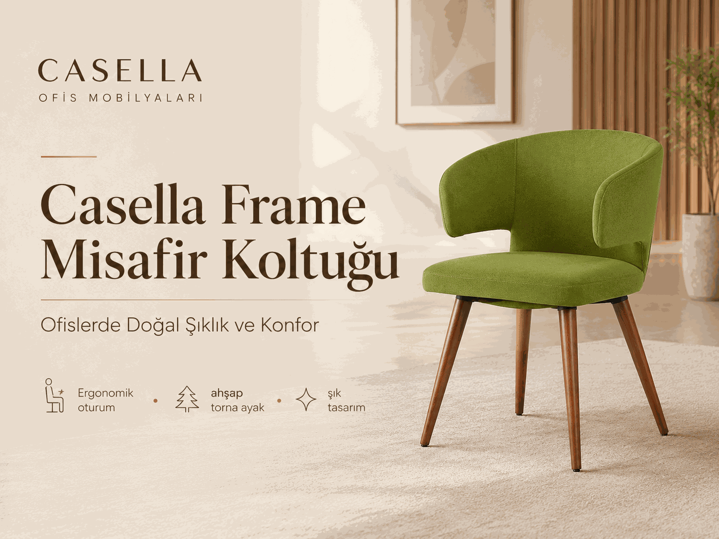 Casella Frame Misafir Koltuğu ile Ofislerde Doğal Şıklık ve Konfor