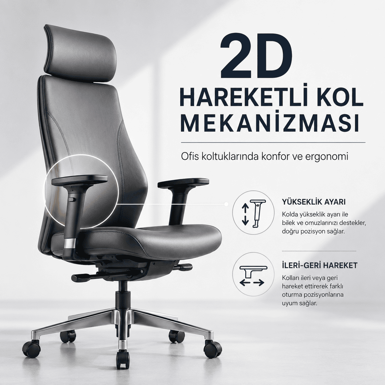 Ofis Koltuklarında 2D Hareketli Kol Mekanizması Nedir?