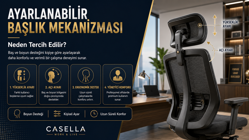 Ofis Koltuklarında Ayarlanabilir Başlık Mekanizması Nedir?