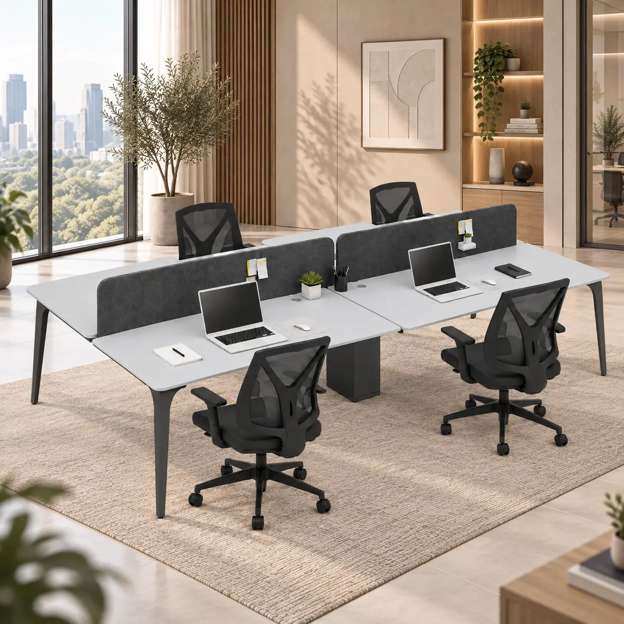 4’lü Workstation Ofis Paketi – Bella Çalışma Koltuklu